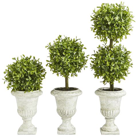 Faux Mini Boxwood Topiary Set Green Boxwood Topiary Artificial Topiary