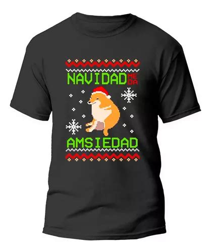 Playera Hombre Cheems Ansiedad Navidad Meme Meses sin interés