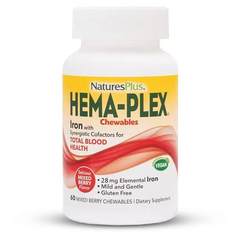 Hema Plex Витамини при анемия и нисък хемоглобин х60 дъвчащи таблетки ...