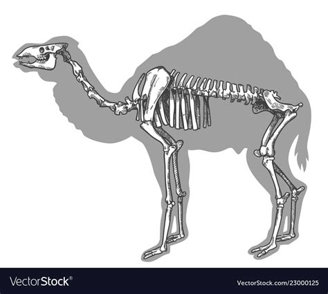 Engraving of camel skeleton Royalty Free Vector Image