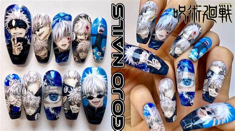 Drawing Gojo Satoru On Nail Tips