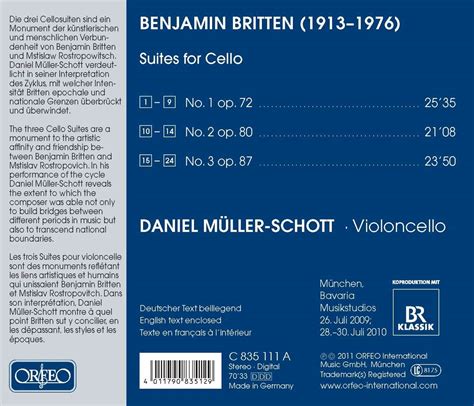 Benjamin Britten Suiten F R Cello Solo Nr Opp Cd Jpc