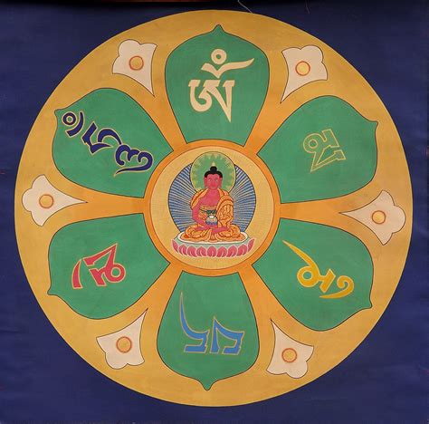 Buddha Mandala With The Syllable Mantra Om Mani Padme Hum Tibetan