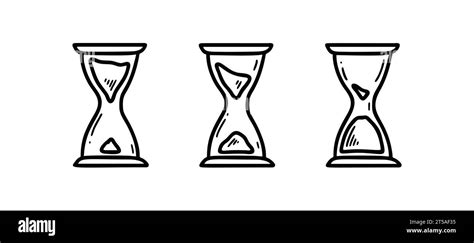 Doodle Hourglass Icons Set Sketch Sandglass Clock Time Countdown Hand