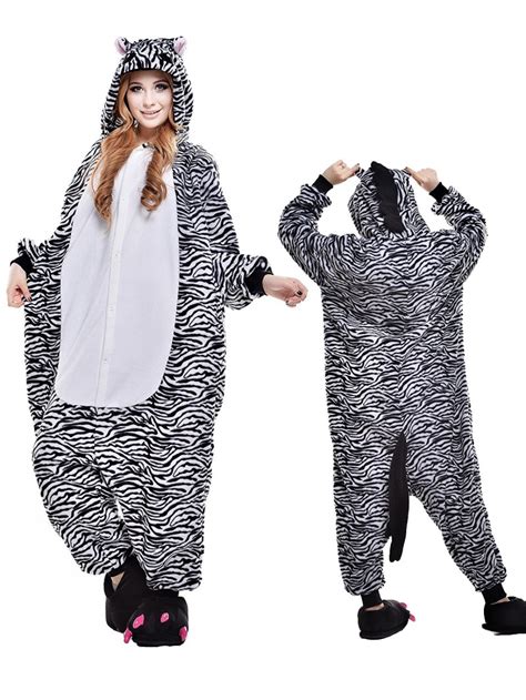 Zebra Onesie Kigurumi Pajamas For Adults Polar Fleece Animal Cosplay