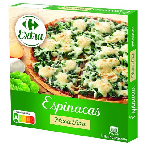 Carrefour Pizza De Espinacas Masa Fina Extra 390 G