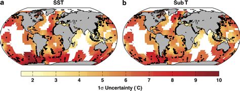 Black Dots Denote The Locations Of The Surface Sediment Tex86 Data