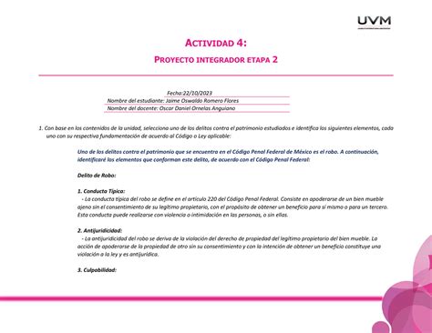 U2 Proyecto Integrador E2 EPD ACTIVIDAD 4 PROYECTO INTEGRADOR ETAPA