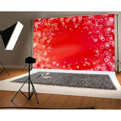 Hellodecor 7x5ft Valentines Day Backdrop Bokeh Hearts Sparkle Spots