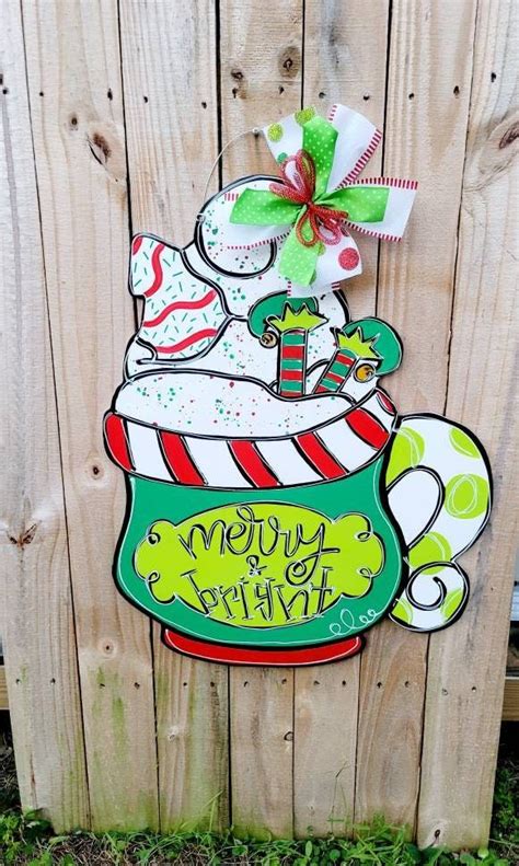 Wood Door Hangers Wood Doors Christmas Signs Wood Christmas