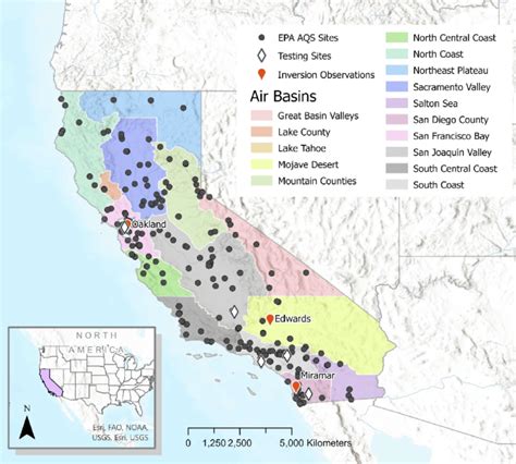 Study area (California, USA; see inlet figure) divided into 15 Air ...