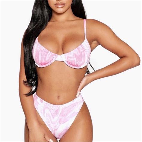 Naked Wardrobe Swim Nwt Naked Wardwrobe Underwire Pink Ocean Bikini