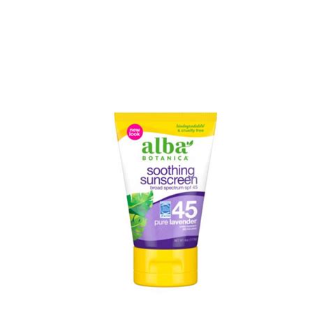 Alba Botanica Soothing Sunscreen SPF 45 Pure Lavender 4 Oz