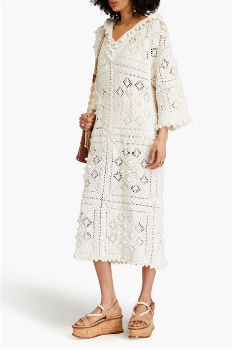 Zimmermann Crochet Knit Cotton Hooded Kaftan The Outnet