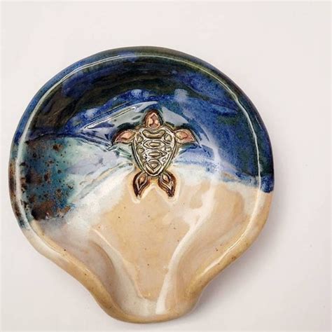 Blue Sea Turtle Nautical Ceramic Spoon Rest And Tea Bag Etsy