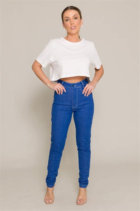 Calça Jeans Skinny Hot Pant Basic Jeans Médio Knoten Jeans