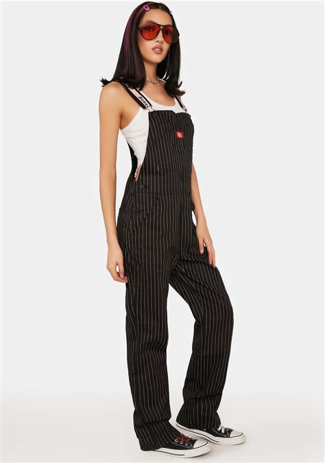 Dickies X Dolls Kill Pinstripe Overalls Pink Black