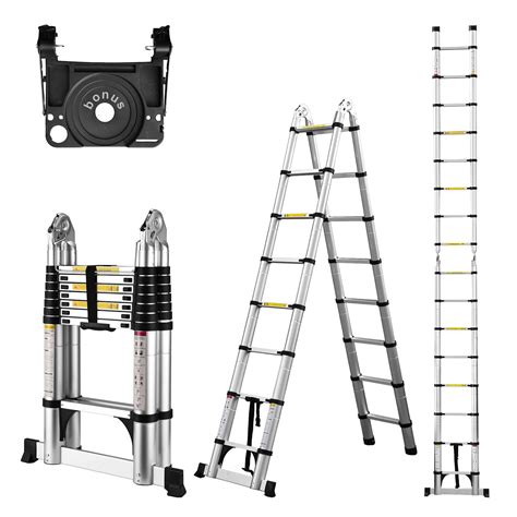 Telescoping Ladder A Frame Ft Compact Aluminum Extension Ladder