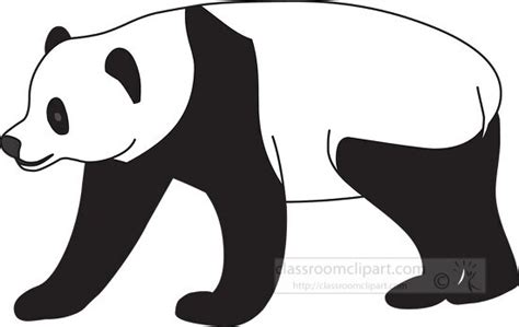 Animal Outline Clipart-walking panda bear black outline clipart