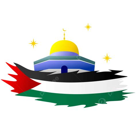 Palestine Flag And Dome Of The Rock Mosque Vector Palestine Dome Of