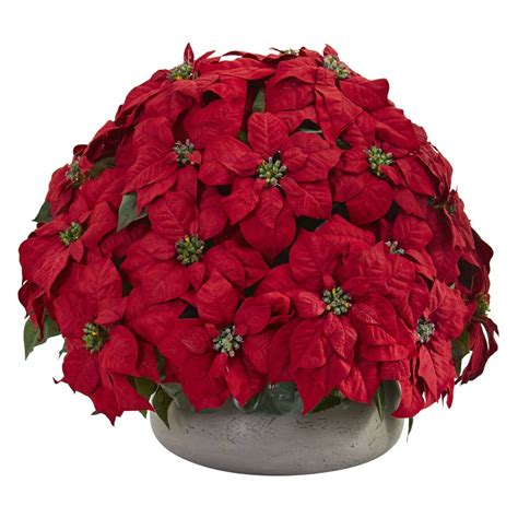 24 Large Poinsettia Artificial Plant In Stone Planter Michaels