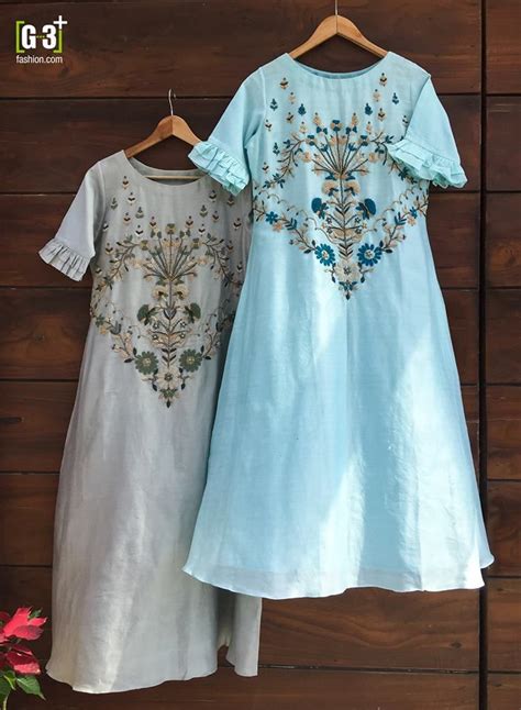 Silk Tunics With Embroideries On Yoke Tunics Kurtis Latest Kurti