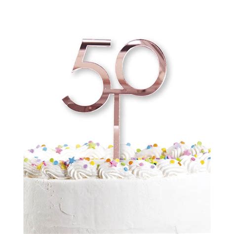 50th Rose Gold Acrylic Cake Topper 10cmx17cm Party Delights