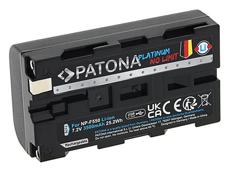 PATONA Platinum Akku mit USB C Input für Sony NP F550 F330 F530 F750