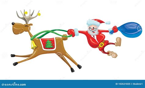 Santa With Reindeer Stock Vector Illustration Of Hoot 102631835