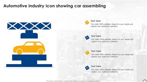 Automotive Industry Icon Showing Car Assembling Ppt Presentation