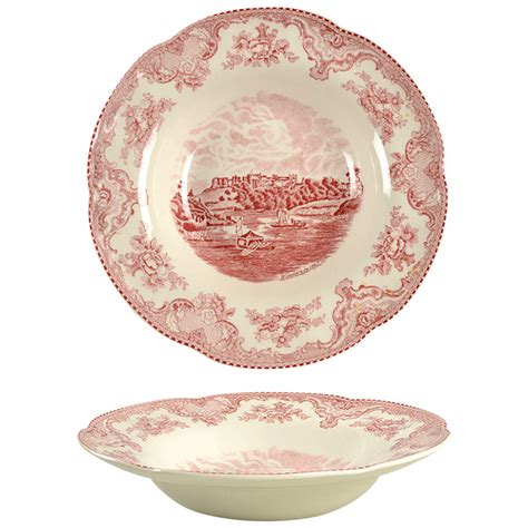 Old Britain Castles Pink England Stamp Large Rim Soup Bowl By