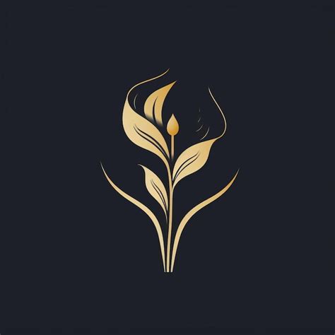 Romantic Golden Lily Logo Minimal Line Vector Design Premium Ai