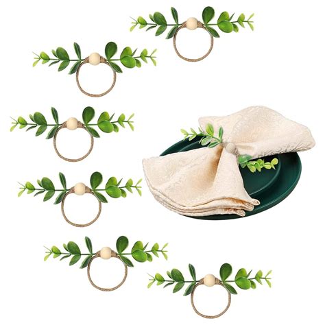 Amazon Mlurcu Eucalyptus Napkin Rings Set Of Wood Bead Napkin