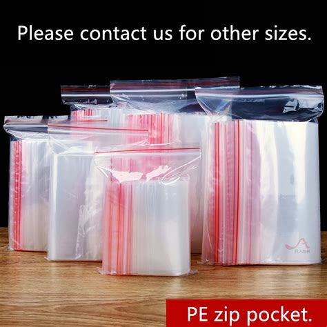 Pcs Clear Bag Resealable Plastic Bags Red Grip Self Press Seal