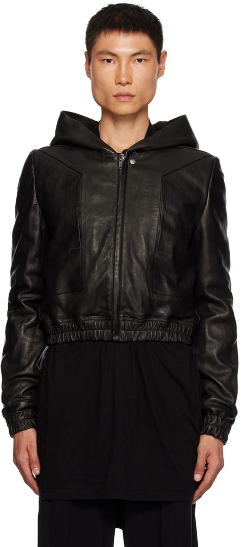 Blouson Edfu Noir En Cuir Rick Owens En Solde