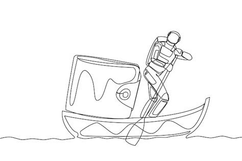 Premium Vector Single One Line Drawing Of Astronaut Sailing Away On