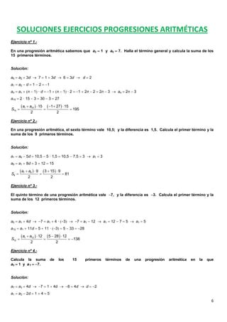 Ejercicios De Progresiones Aritmeticas Y Geometricas Pdf