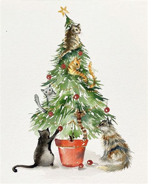 Pin by Tati Jana on Glückwünsche Watercolor christmas art Christmas