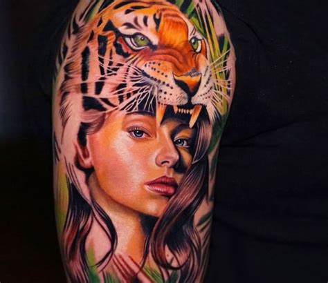 Tiger girl tattoo by Ruben Barahona | Post 32119