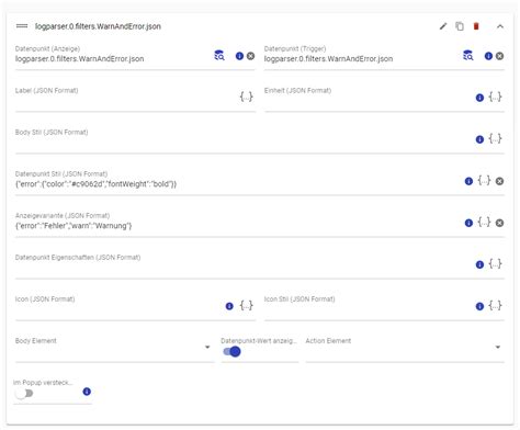 Jarvis Datenpunkt Stil Formatierung In JSON Tabelle