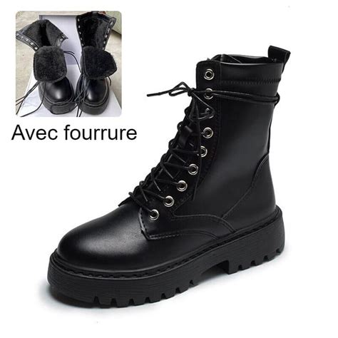 Bottes Noires à Bout Rond De Moto Pour Femme • Sambottes