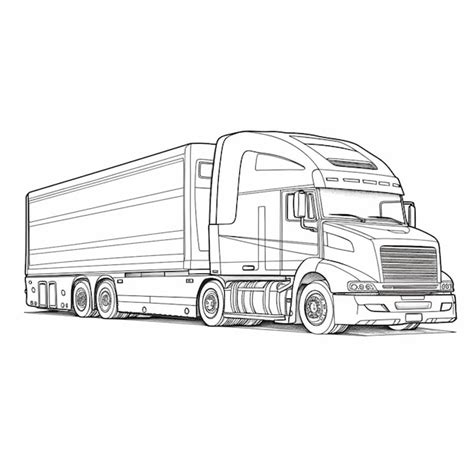 Premium Photo | A drawing of a semi truck with a trailer on the back ...