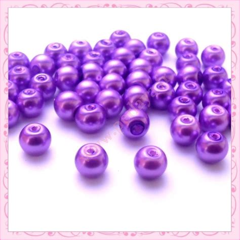 50 perles en verre nacrées 8mm violette Perlaya