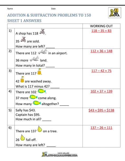 1st Grade Subtraction Word Problems 9C9