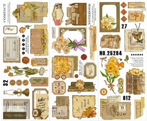 Naklejki Do Scrapbookingu I Art Journalingu Vintage 4 3 Arkusze