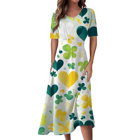 Dndkilg St Patricks Day Dresses For Women Green Shamrock Clover Lucky