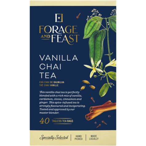 Forage And Feast Vanilla Chai Tagless Teabags 40 Pack Fruit And Herbal