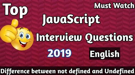 Top Javascript Interview Questions In English Youtube