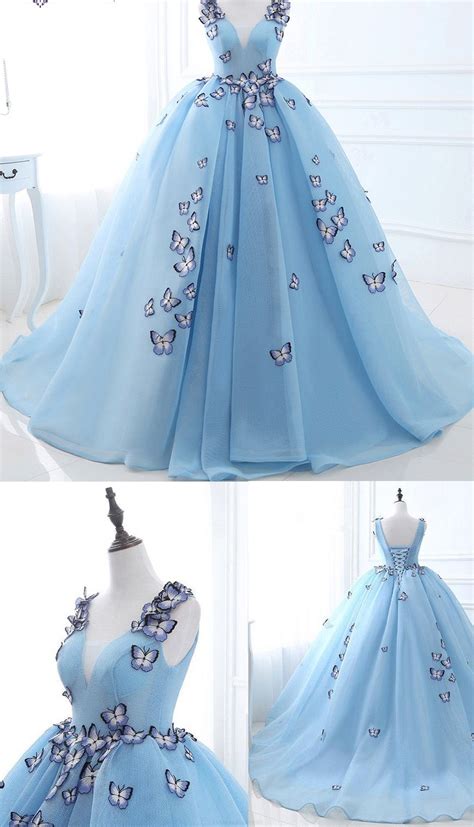 Blue Wedding Dresses Butterfly Wedding Dresses Sleeveless Wedding