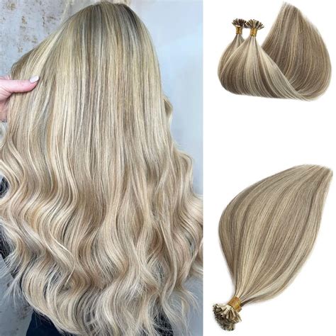 U Tip Hair Extensions Human Hair 16 Inch Highlighes Silky